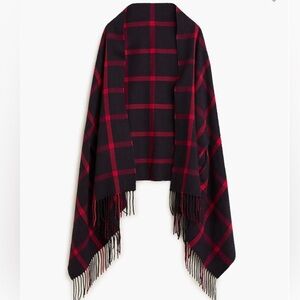 J Crew Plaid cape with arm wholes